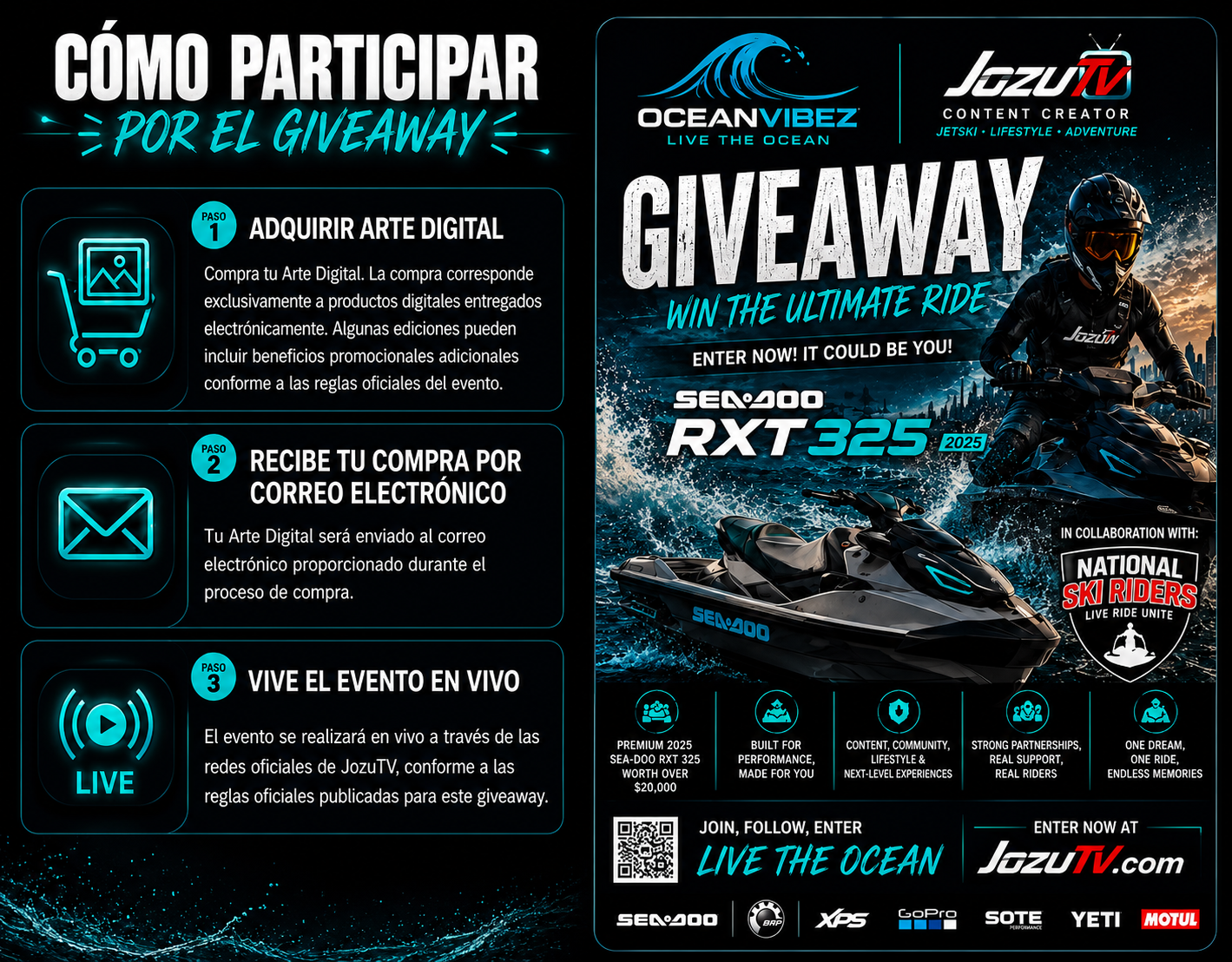 Cómo participar por el giveaway Sea-Doo RXT 325 JozuTV